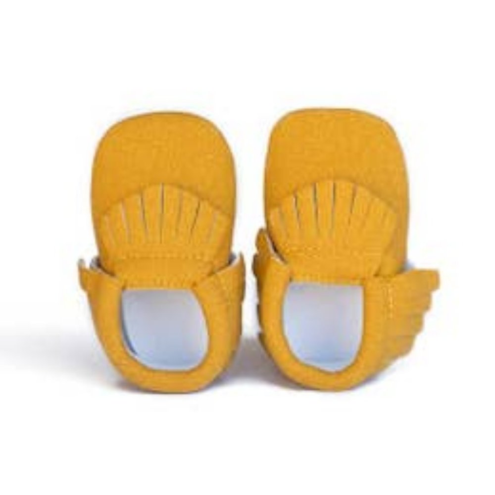 Mustard Yellow Fringe Baby Moccasins